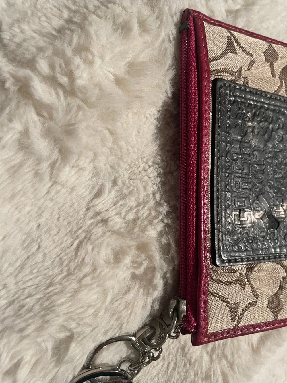 Coach Vintage Poppy Signature Card Holder Key Chain